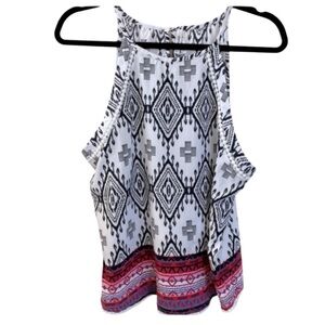 MUDD Black & White Multi Southwest Printed Trim Tank Top